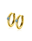 Zinzi DECEMBER oorringen 13mm gold plated met geboortesteen blauw topaas zirkonia ZICR-DEC