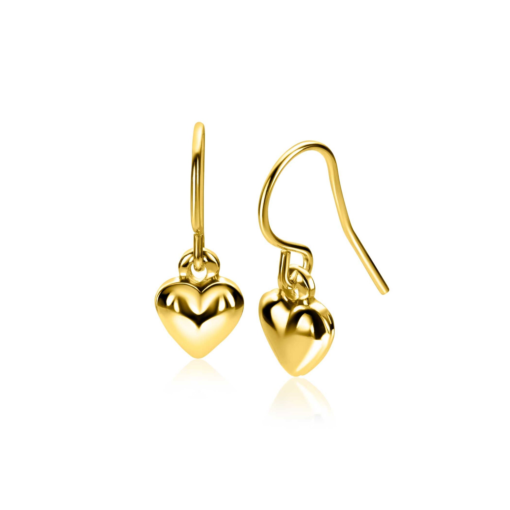 Zinzi 23mm gold plated zilveren oorhangers met bol hart ZIO2661