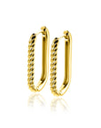 Zinzi 24mm gold plated zilveren oorringen in ovale vorm met gedraaide buis en luxe klapsluiting ZIO2692G