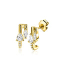 Zinzi 12mm gold plated zilveren multi-look oorstekers met peervormige en ovale witte zirkonia's ZIO2689Y