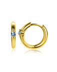 Zinzi DECEMBER oorringen 13mm gold plated met geboortesteen blauw topaas zirkonia ZICR-DEC