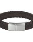 Stalen armband leer donkerbruin 12 mm PSN6505982