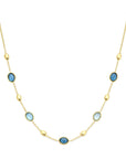 18K geelgoud collier london blue en blauw topaas 7 mm 41 - 43 - 45 cm 7000284