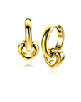 ZINZI gold plated zilveren oorbedels in hartvorm ZICH2695G - 10mm (zonder oorringen)