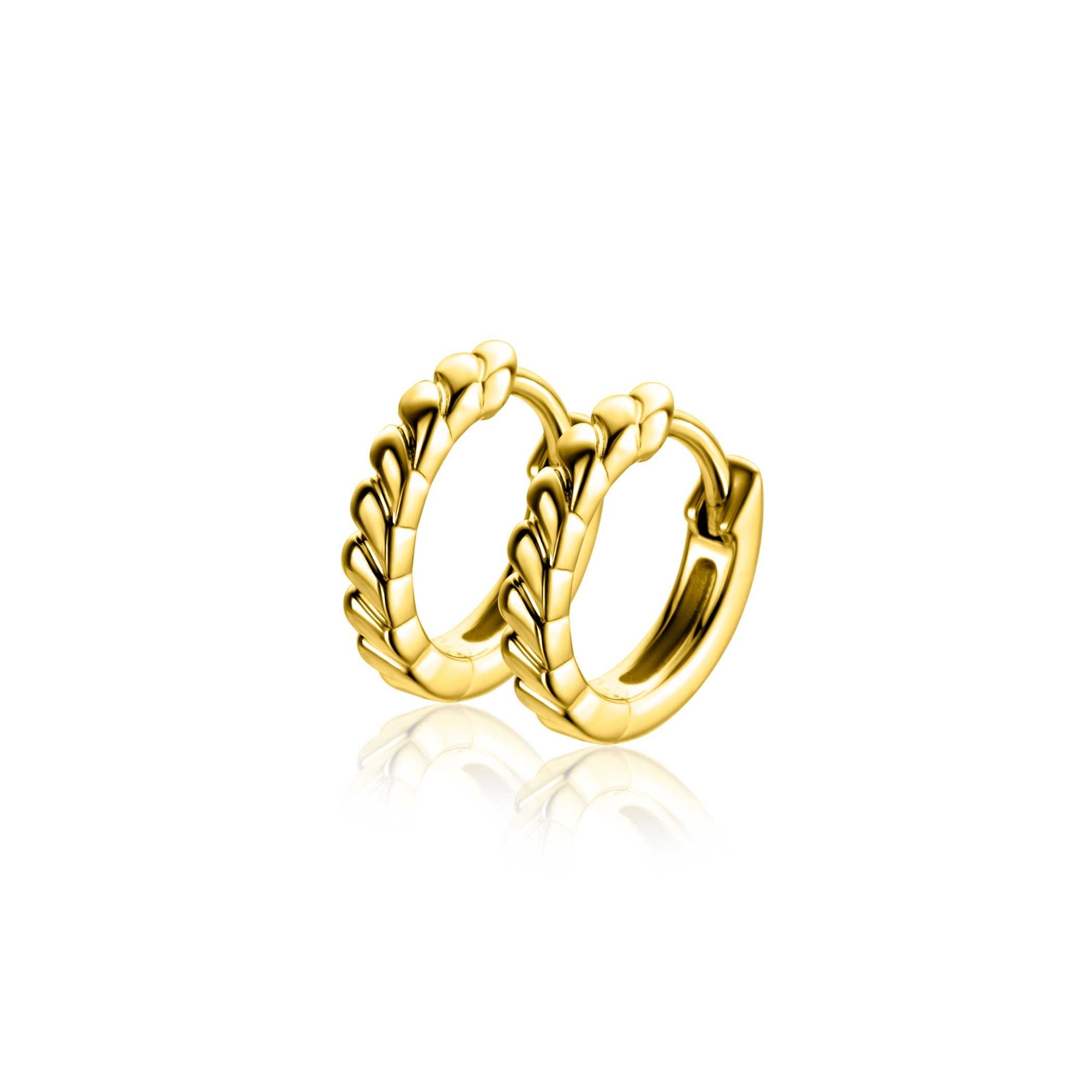 Zinzi 14mm gold plated zilveren oorringen met kleine druppels en luxe klapsluiting ZIO2688G