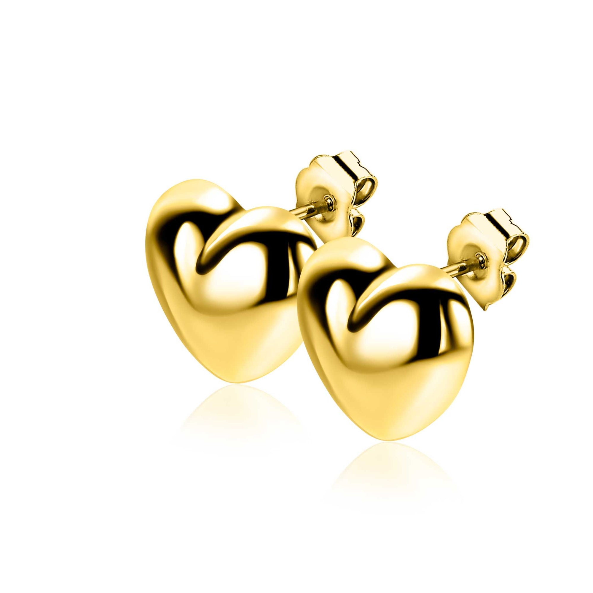 Zinzi 13mm gold plated zilveren oorstekers in bolle hart vorm ZIO2672G