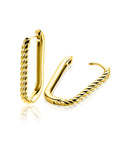 Zinzi 24mm gold plated zilveren oorringen in ovale vorm met gedraaide buis en luxe klapsluiting ZIO2692G