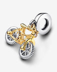 Pandora Tweekleurige Fiets Hangende Bedel met Draaiende Wielen 763354C01