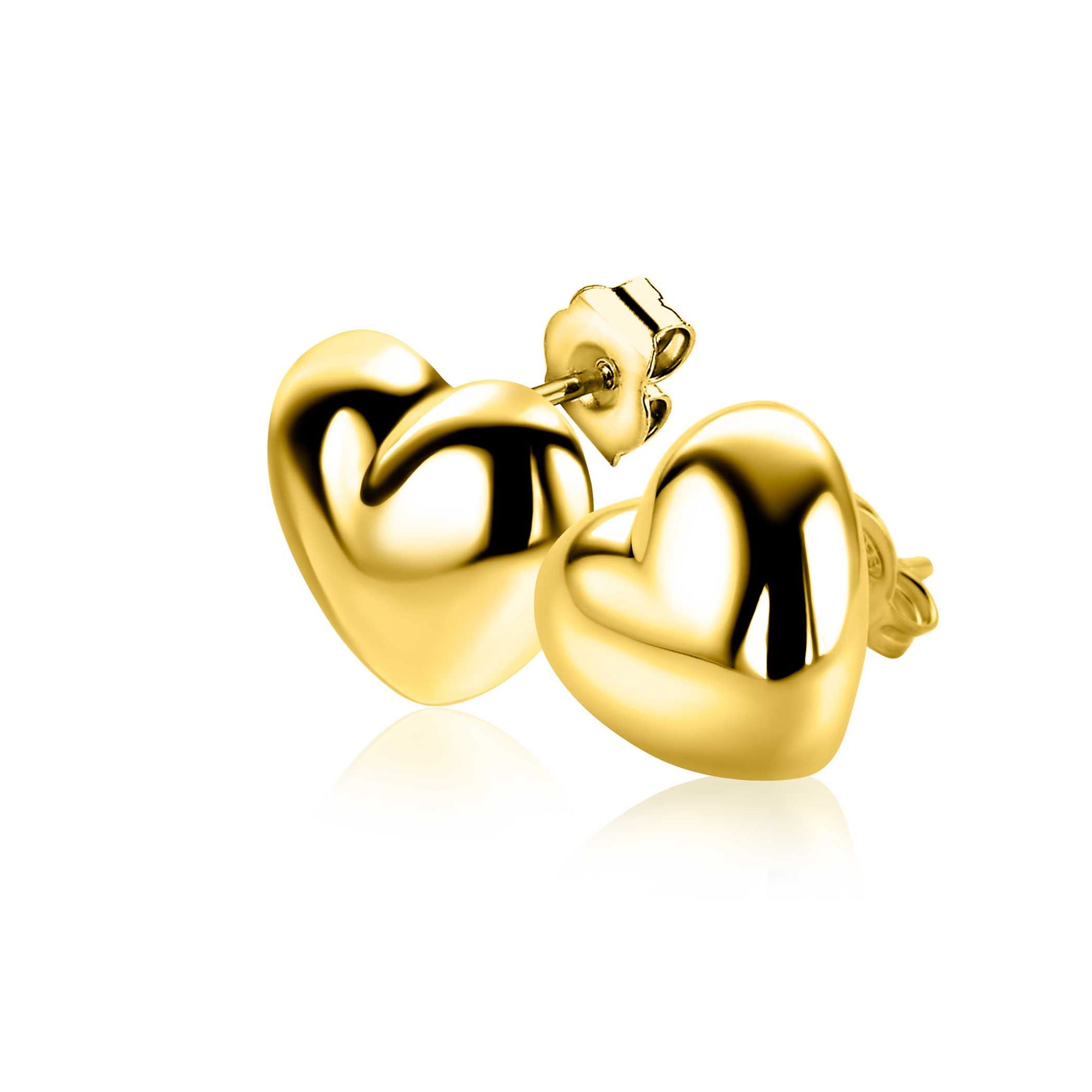 Zinzi 13mm gold plated zilveren oorstekers in bolle hart vorm ZIO2672G