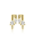 Zinzi 12mm gold plated zilveren multi-look oorstekers met peervormige en ovale witte zirkonia's ZIO2689Y