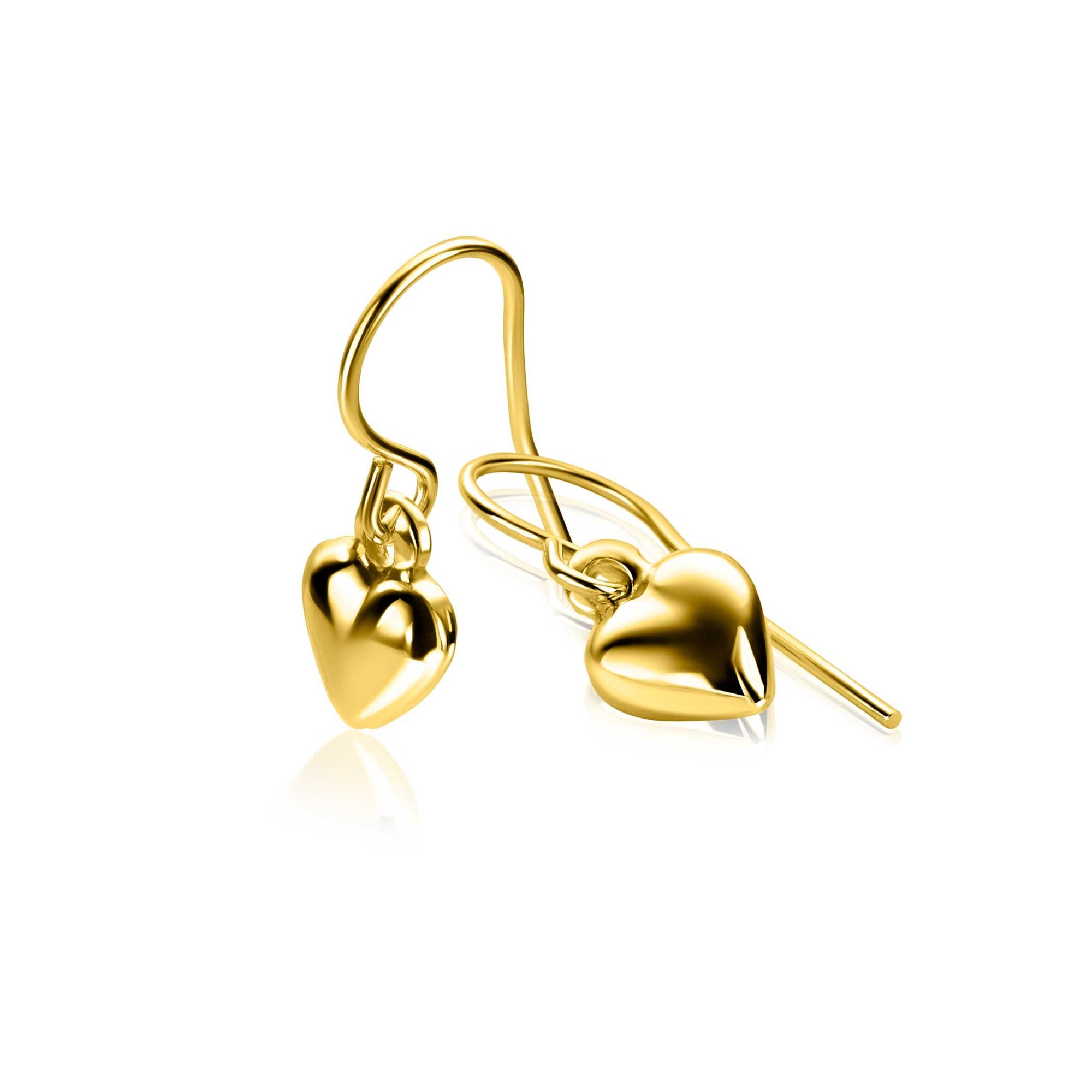 Zinzi 23mm gold plated zilveren oorhangers met bol hart ZIO2661