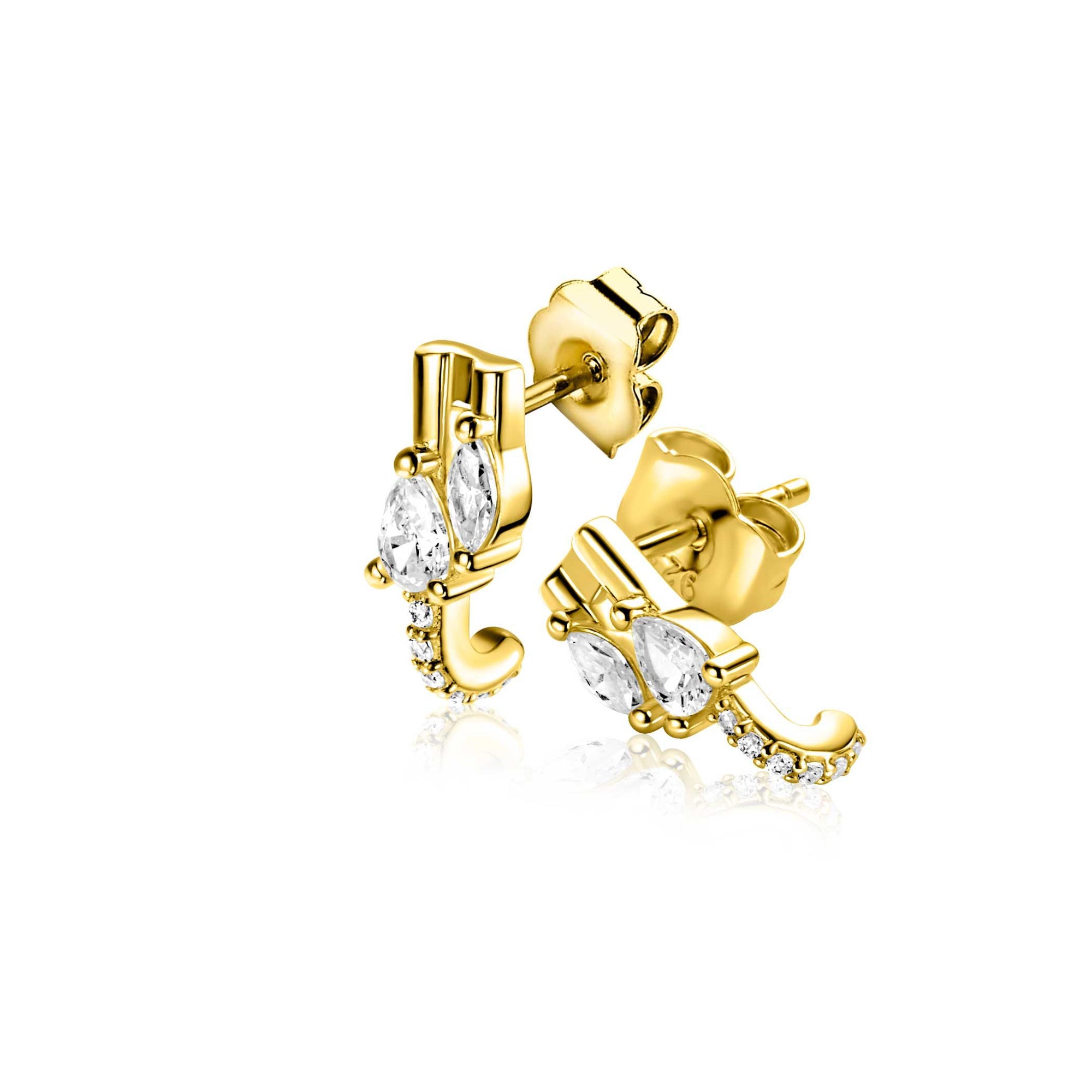 Zinzi 12mm gold plated zilveren multi-look oorstekers met peervormige en ovale witte zirkonia&#39;s ZIO2689Y