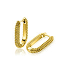 Zinzi 20mm gold plated zilveren oorringen in ovale vorm met bolletjes structuur en luxe klapsluiting ZIO2694G