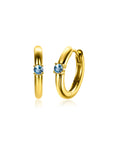 Zinzi DECEMBER oorringen 13mm gold plated met geboortesteen blauw topaas zirkonia ZICR-DEC