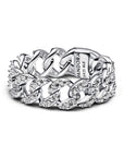 Pandora Ring met pavé en Cubaanse schakel – 193557C01