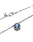 Pandora Sprankelende ketting met hanger met vierkante blauwe halo Steen - 393560C01