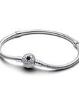 Pandora Sterling Zilveren Slangenarmband met Noordster Sluiting en Transparante Zirkonia - 593584C01