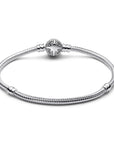 Pandora Sterling Zilveren Slangenarmband met Noordster Sluiting en Transparante Zirkonia - 593584C01