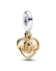 Pandora Graveerbaar Hart Sterling Zilver en 14k Goud met Diamant Hangende Bedel 763237C01