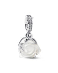 Pandora Witte Roos Sterling Zilver Dubbele Hangende Bedel 793200C01