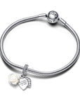 Pandora Witte Roos Sterling Zilver Dubbele Hangende Bedel 793200C01