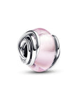 Pandora Cirkel Sterling Zilver met Roze Murano Glas en Zilverfolie Bedel 793241C00
