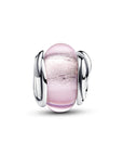 Pandora Cirkel Sterling Zilver met Roze Murano Glas en Zilverfolie Bedel 793241C00