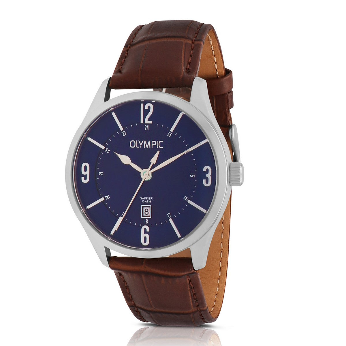 Olympic OL72HSL077 JURGEN Horloge - Staal - Leer - Blauw, exclusief en kwalitatief hoogwaardig. Ontdek nu!