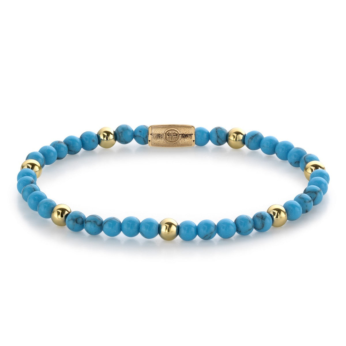 Rebel and Rose Turquoise Delight - 18 ct yellow gold ionplated - 4mm Armband - RR-40059-G