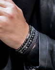 Rebel and Rose Black Rocks - All-Black - 8mm Armband - RR-80073-B