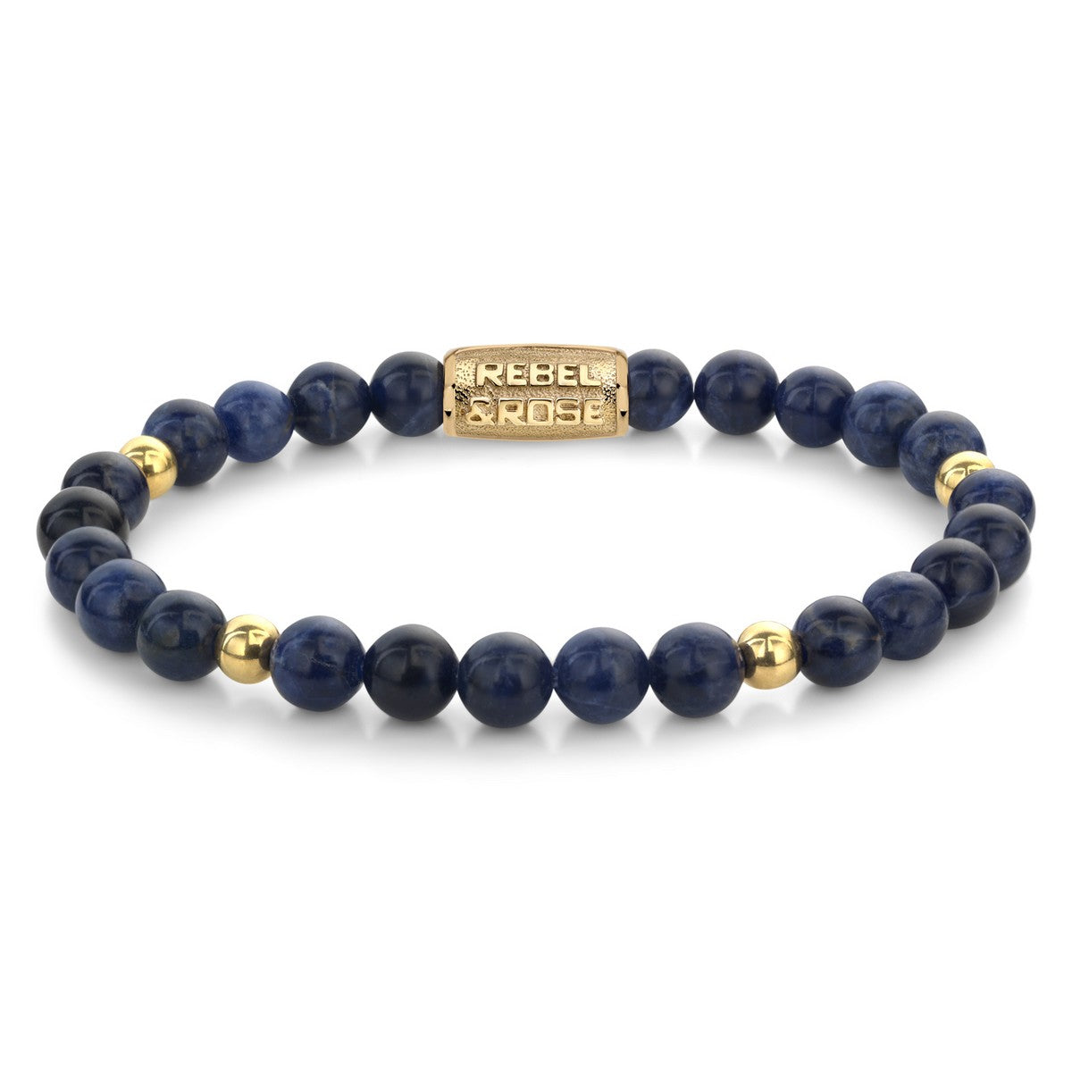 Rebel and Rose Midnight Blue - 18 ct yellow gold ionplated - 6mm Armband - RR-60137-G