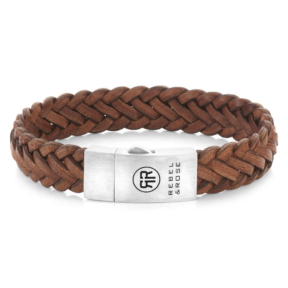 Rebel and Rose Braided Rawatt Cognac Armband - RR-L0158-S