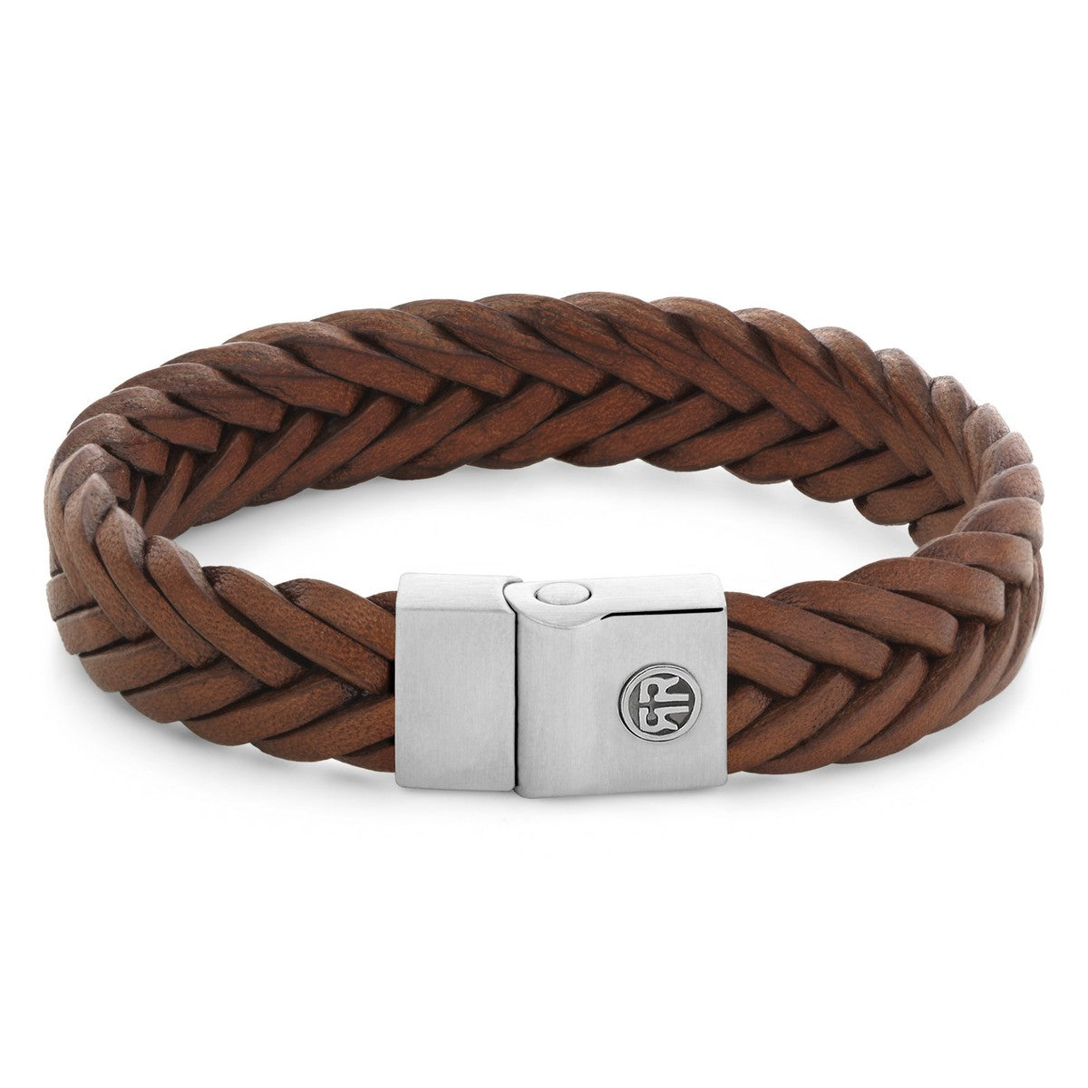 Rebel and Rose Fulletal Premium Braided 12mm Cognac Armband - RR-M0053-S