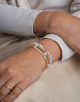 Sparkling Jewels - Armband: Moonstone Saturn small - Gold 4mm SBG-GEM54-ADD-4MM