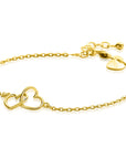 ZINZI gold plated zilveren armband met 2 verbonden hartjes 16,5-19,5cm ZIA2513G