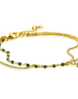 Zinzi Gold Plated 2-in-1 Armband met Groene Emaille Bolletjes en Kleursteen ZIA2528G, exclusief en kwalitatief hoogwaardig. Ontdek nu!