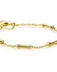 ZINZI gold plated zilveren schakel armband met vijf gladde bamboe vormen 17-20cm ZIA2577G