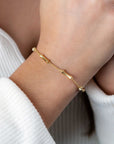 ZINZI gold plated zilveren schakel armband met vijf gladde bamboe vormen 17-20cm ZIA2577G