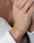 ZINZI gold plated zilveren schakel armband met vijf gladde bamboe vormen 17-20cm ZIA2577G