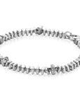 ZINZI zilveren vierkante schakel armband 6mm breed afwisselend bezet met witte zirkonia's 19cm ZIA2678