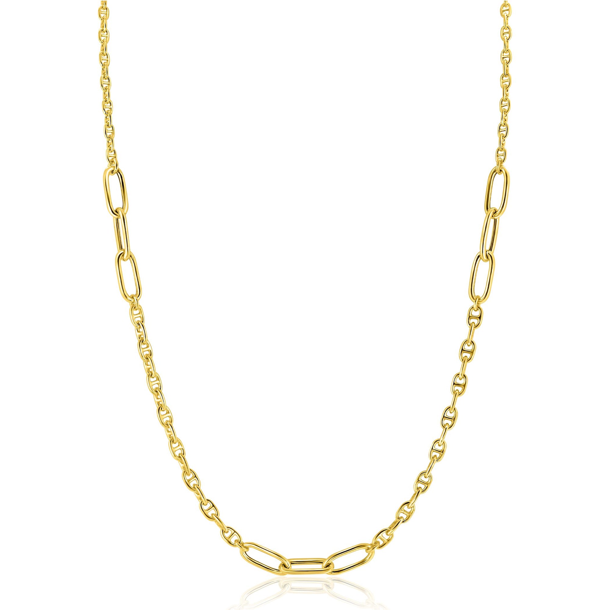 Zinzi gold plated zilveren marine schakel ketting 42-45cm ZIC2413G, exclusief en kwalitatief hoogwaardig. Ontdek nu!