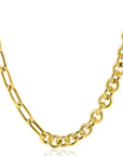 Zinzi gold plated zilveren ketting 45cm met twee stoere schakels gecombineerd: jasseron en ovale schakels (8,5mm breed) ZIC2477G, exclusief en kwalitatief hoogwaardig. Ontdek nu!