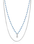 ZINZI zilveren multilook ketting met gourmet en blauwe bolletjes schakels en zirkonia 42-45cm ZIC2529