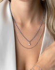 ZINZI zilveren multilook ketting met gourmet en blauwe bolletjes schakels en zirkonia 42-45cm ZIC2529