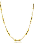 ZINZI gold plated zilveren schakel ketting met zeven gladde bamboe vormen 40-45m ZIC2577G