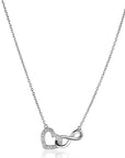 ZINZI zilveren ketting met Infinity teken verbonden met een open hart, bezet met witte zirkonia's 42-45cm ZIC2596