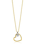 ZINZI gold plated zilveren bolletjes ketting met grote open hart hanger 20mm en bungelend luxe hartje 45-48cm ZIC2621