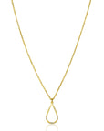 ZINZI gold plated zilveren jasseron ketting met open druppelvormige hanger (10mm) 42-45cm ZIC2635