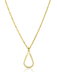 ZINZI gold plated zilveren jasseron ketting met open druppelvormige hanger (10mm) 42-45cm ZIC2635