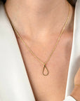 ZINZI gold plated zilveren jasseron ketting met open druppelvormige hanger (10mm) 42-45cm ZIC2635